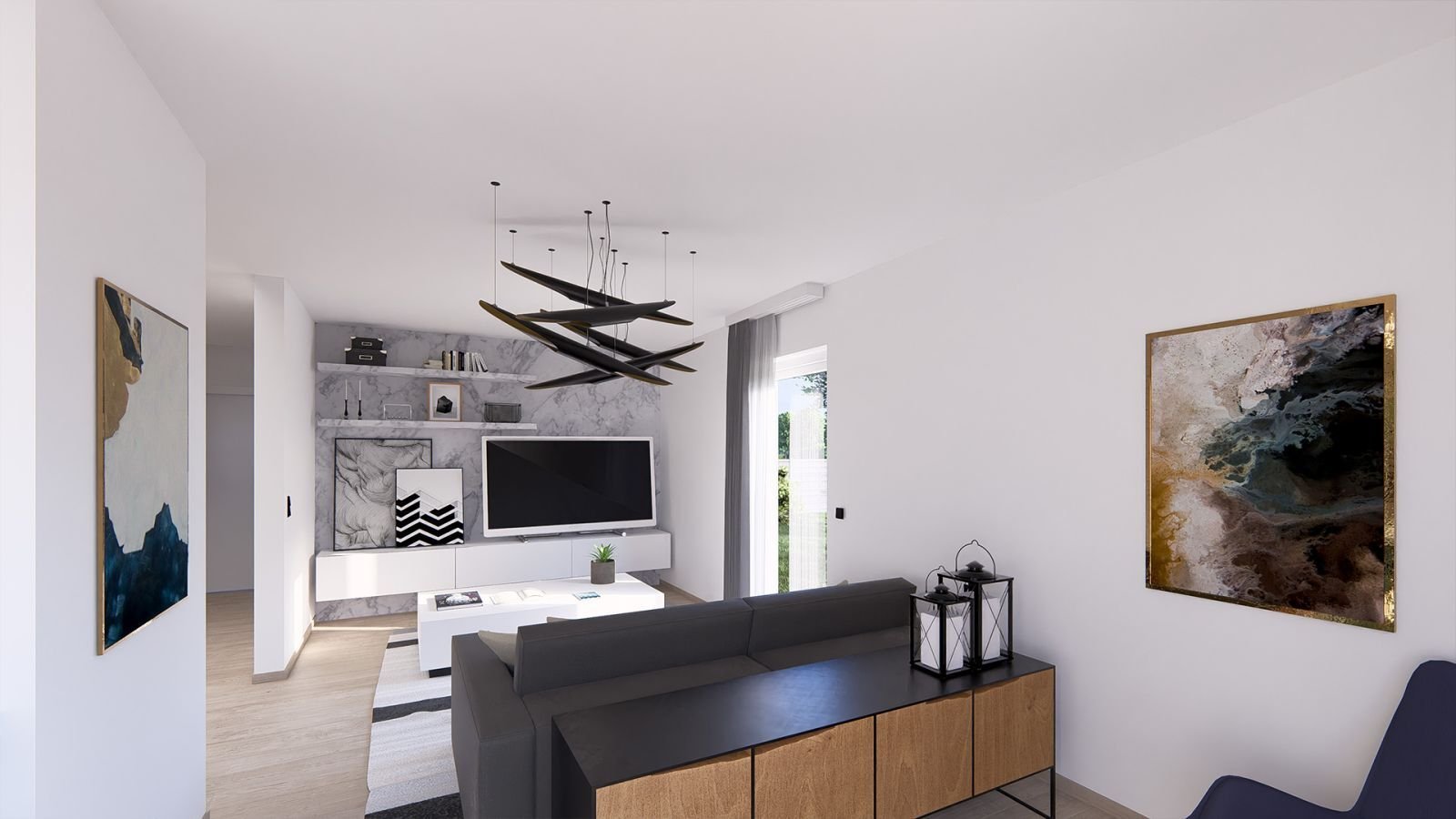 Ansicht Wohnzimmer Wohneinheit 1 Ansicht Wohnzimmer Wohneinheit 1